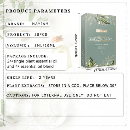 Premium Essential Oils Gift Box 28 Bottles – Aromatherapy Collection | Mayjam