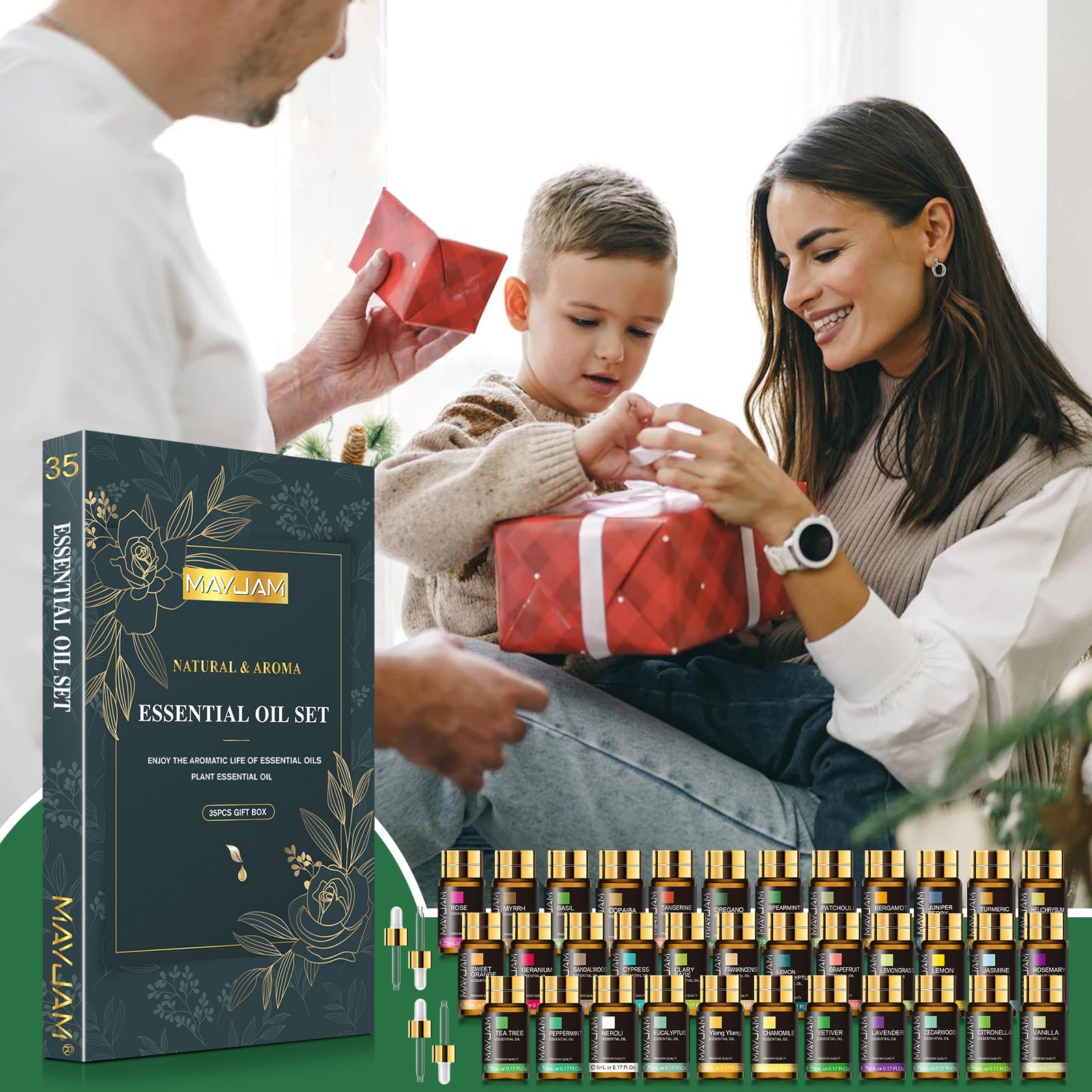 Natural & Aroma Essential Oil Gift Box 35 Bottles | Relaxation Collection | Mayjam