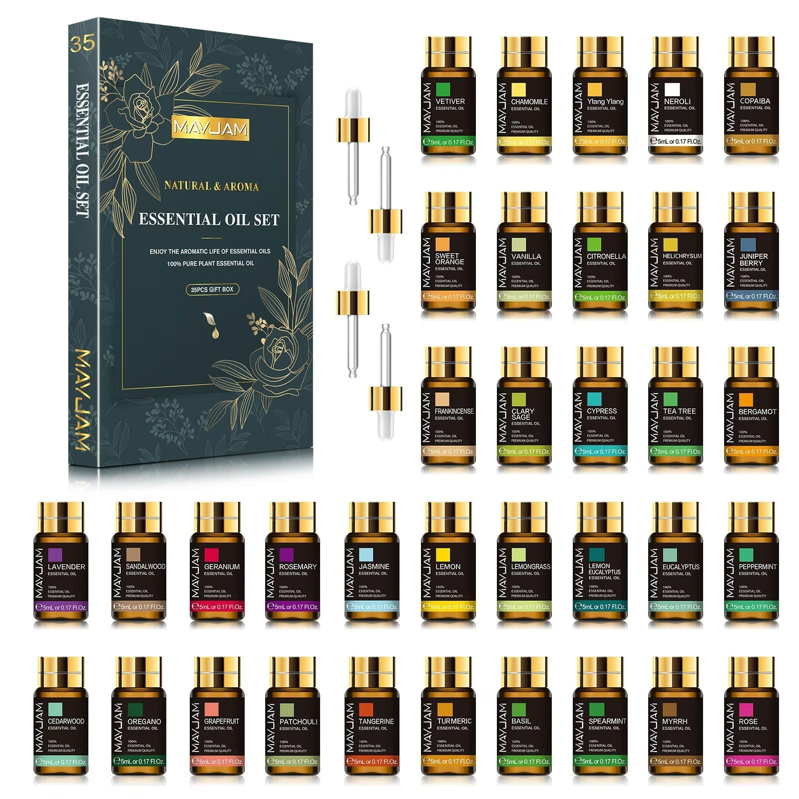 Natural & Aroma Essential Oil Gift Box 35 Bottles | Discovery Collection | Mayjam - Image 3